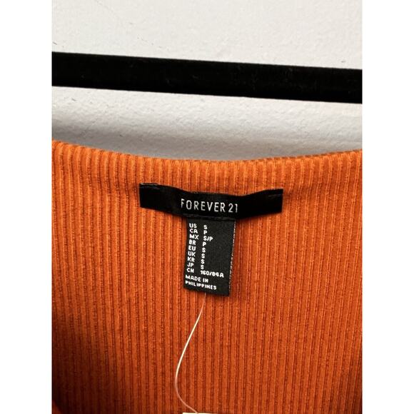 Forever 21 Top‎ Womens Small Ribbed Off-the-Shoulder Rust Orange Stretch NEW - Picture 4 of 7